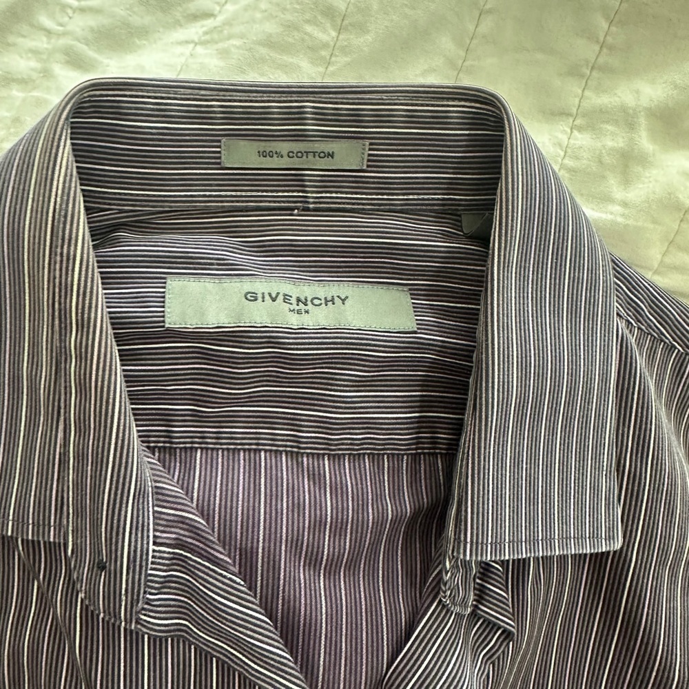 Givenchy Mens Medium Button Down Purple Stripe Sh… - image 9